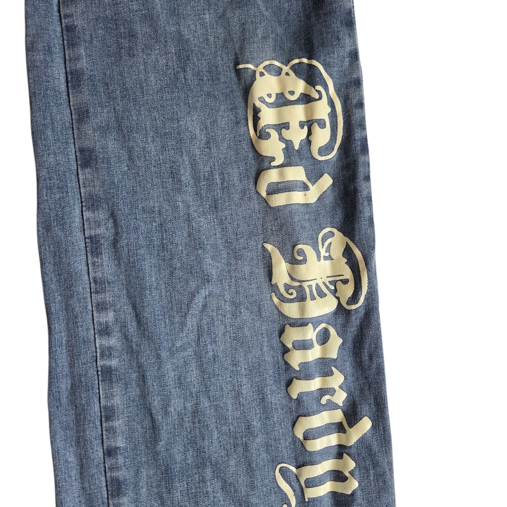 Ed Hardy Brave Eagle Wide Leg Y2K  Stretch Jeans - Picture 2 of 12